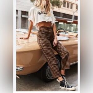12th Tribe Brown Checkered Cropped Pants